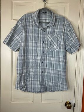 Toad Co Shirt Mens XL Gray Plaid Button Down Short Sleeve Outdoor Regular Fit